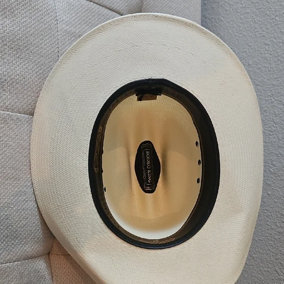 Women's Cream Straw Cowboy Hat with Black Hatband - Picture 6 of 10